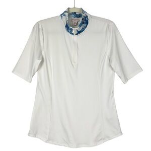 TOMMY BAHAMA Active White 1/4 Zip Golf Polo Shirt M